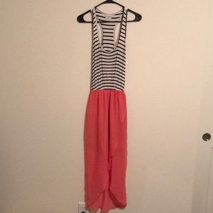 PACSUN Striped / Coral High-Low Summer Dress